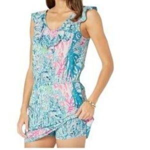 Lilly Pulitzer Alessa Sink Or Swim V Neck Romper Dress Sz XS